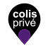 Logo de colis privé sur fond noir.